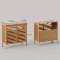 kleankin Meuble sous lavabo salle de bain en bambou meuble sous vasque 2 portes 66 x 29 x 61,5 cm(m-3)