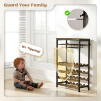 HOMCOM Suporte para Vinho para 24 Garrafas Estilo Industrial com Suporte para Copos e Prateleira Aberta 66x30x100,3 cm Castanho Rústico(m-6)