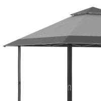 Outsunny 4 x 4m Pop-up Gazebo Double Roof Canopy Tent with UV Proof, Roller Bag & 3-Level Height Adjustable Outdoor Party, Steel Frame, Grey(m-9)