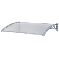 Outsunny Pensilina da Esterno 140x70x21 cm in Plastica e Alluminio per Balconi, Porte e Finestre, Grigio(m-10)
