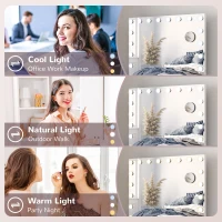 HOMCOM Hollywood Vanity Mirror with Lights, Large 80x62 cm Lighted Makeup Mirror with 3 Colour, 18 LED Bulbs, 10X Magnifying, USB Charging Port, Touch Screen, Tabletop or Wall Mounted Design, White(m-5)