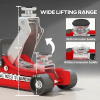 HOMCOM Hydraulic Low Profile Floor Jack, 2.5 Tonne Heavy Duty Steel Trolley Car Jack Lift with 80-360 mm Lifting Range, Wheels, Top Handle, Red(m-4)