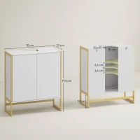HOMCOM Meuble sous vasque 2 portes avec étagère réglable armoire de rangement pour lavabo 70L x 33l x 79,5H cm MDF et bambou(m-3)