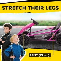 HOMCOM 24V Electric Go Kart for Kids, Drift Ride-On Racing Go Kart with 2 Speeds, for Boys Girls Aged 8-12 Years Old, Pink(m-6)