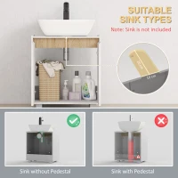 kleankin Modern Bathroom Sink Cabinet, Floor Standing Under Sink Cabinet, Freestanding Storage Cupboard with Double Doors, White(m-4)