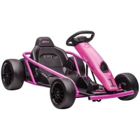 HOMCOM 24V Electric Go Kart for Kids, Drift Ride-On Racing Go Kart with 2 Speeds, for Boys Girls Aged 8-12 Years Old, Pink(m-1)