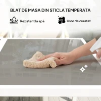 Outsunny Set de Mobilier de Grădină cu 4 Scaune cu Brațe și Masă cu Blat din Sticlă Temperată, pentru Terase și Balcoane(m-5)