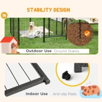 PawHut 16 Panels Heavy Duty Puppy Playpen, for Small Dogs, Indoor and Outdoor Use - Grey(m-7)