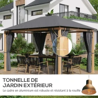Outsunny Tonnelle de jardin rectangulaire avec rideaux et toile de toit en polyester 4 x 3 m - structure en aluminium(m-5)
