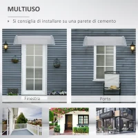 Outsunny Pensilina da Esterno 140x70x21 cm in Plastica e Alluminio per Balconi, Porte e Finestre, Grigio(m-6)