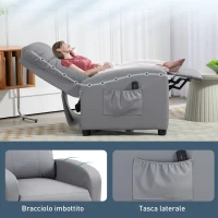 HOMCOM Poltrona Relax Massaggiante con Telecomando e 8 Programmi, Reclinazione e Poggiapiedi, Grigio Chiaro(m-7)
