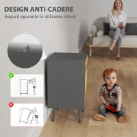 HOMCOM Noptieră Modernă cu Sertar și Dulăpior fără Mânere Gri Închis(m-6)