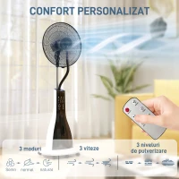 HOMCOM Ventilator cu Pulverizare de Apă, 3 Moduri și 3 Viteze, Alb și Negru(m-5)