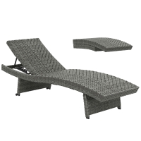 Outsunny Outdoor PE Rattan Sun Lounger, Folding Wicker Garden Lounger Recliner with 4-Level Adjustable Backrest, Rolling Sunbed Lounge Chair with Wheels, Non-Slip Legs for Balcony, Beach, Mixed-grey