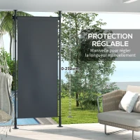 Outsunny Store manuel rétractable sur pied longueur réglable manivelle installation sans perçage métal alu. polyester gris foncé(m-5)