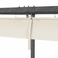 Outsunny Pérgola de Jardín 3x2m Cenador de Techo Retráctil de Poliéster Recubrimiento Resistente para Celebraciones Fiestas Crema(m-8)
