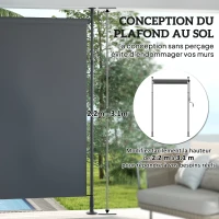 Outsunny Store manuel rétractable sur pied longueur réglable manivelle installation sans perçage métal alu. polyester gris foncé(m-4)