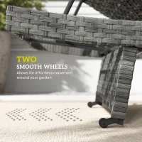 Outsunny Outdoor PE Rattan Sun Lounger, Folding Wicker Garden Lounger Recliner with 4-Level Adjustable Backrest, Rolling Sunbed Lounge Chair with Wheels, Non-Slip Legs for Balcony, Beach, Mixed-grey(m-7)