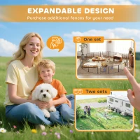 PawHut 16 Panels Heavy Duty Puppy Playpen, for Small Dogs, Indoor and Outdoor Use - Grey(m-8)