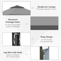 Outsunny 4 x 4m Pop-up Gazebo Double Roof Canopy Tent with UV Proof, Roller Bag & 3-Level Height Adjustable Outdoor Party, Steel Frame, Grey(m-7)