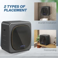 HOMCOM 4kg Vented Tumble Dryer with Deodorize, Smart Mode, 800W Compact Tumble Dryer with Stainless Steel Tub, Front Load, for Flat, Home, RVs, Grey(m-8)