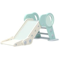AIYAPLAY Foldable Kids Slide, Freestanding Baby Slide, for Ages 1.5-3 Years, Grey & Green(m-11)