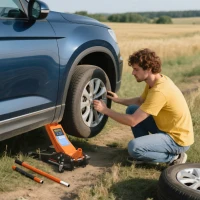 HOMCOM 2.5 Ton Hydraulic Low-Profile Floor Jack, with 7.5-47cm Lifting Range, Wheels, Orange(m-9)