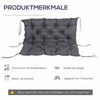 Outsunny 2 Sitzer Bankauflage 100 x 98 x 8 cm Sitzkissen mit Bändern Rückenkissen für Indoor/Outdoor Polster Auflage für Sitzbank Gartenbank Gartenmöbel Hollywoodschaukeln Dunkelgrau(m-5)