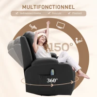 HOMCOM Fauteuil de Massage et Relaxation électrique Chauffant 360° pivotant inclinable manuellement Repose-Pied télécommande(m-5)