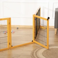 PawHut Hondenhek, Opvouwbaar, 432 x 36 x 70 cm, Dennenhout, Geel(m-10)