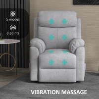 HOMCOM Elektrische Opsta-Stoel, Stoel met Opstahulp, Relaxstoel met Slaapfunctie, Linnenlook, 83 x 89 x 102 cm, Grijs(m-4)