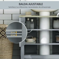 kleankin Armario para Debajo de Lavabo Compacto con 2 Puertas y Estante Interior Ajustable Mueble Auxiliar de Almacenamiento para Baño 60x30x60 cm Gris(m-5)