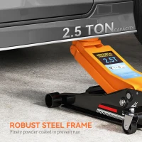 HOMCOM 2.5 Ton Hydraulic Low-Profile Floor Jack, with 7.5-47cm Lifting Range, Wheels, Orange(m-5)