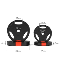 SPORTNOW Conjunto de Discos de Pesos de 4 Peças Discos de Pesos 2x10 kg e 2x5 kg com Orifícios de 2,5 cm Preto(m-3)