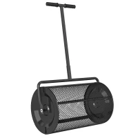 Outsunny Răspânditor Compost de 75L cu Mâner Reglabil în Formă de T din Metal Negru(m-1)