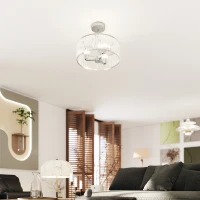 HOMCOM Crystal Ceiling Light Fixture, Semi Flush Mount Modern Crystal Chandelier Ceiling Light for Living Room, Bedroom, Hallway, Dining Room, E14 Base 3-Lights, Bulbs Not Included, Silver Tone(m-9)