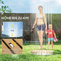 Outsunny Przenośny zestaw do prysznica zewnętrznego z regulowaną fontanną, podstawa z aluminium, odporność na UV i mróz, wygląd naturalnego drewna(m-5)