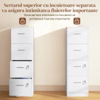 HOMCOM Sertar 4 Încuietoare A4 Alb(m-6)