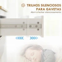 HOMCOM Aparador Sala de Estar Moderno com Gaveta Prateleira Ajustável e Puxadores em PU 80x40x90 cm Branco e Madeira(m-6)