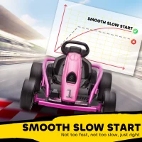 HOMCOM 24V Electric Go Kart for Kids, Drift Ride-On Racing Go Kart with 2 Speeds, for Boys Girls Aged 8-12 Years Old, Pink(m-7)
