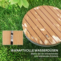 Outsunny Przenośny zestaw do prysznica zewnętrznego z regulowaną fontanną, podstawa z aluminium, odporność na UV i mróz, wygląd naturalnego drewna(m-4)