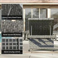 Outsunny Outdoor PE Rattan Sun Lounger, Folding Wicker Garden Lounger Recliner with 4-Level Adjustable Backrest, Rolling Sunbed Lounge Chair with Wheels, Non-Slip Legs for Balcony, Beach, Mixed-grey(m-8)