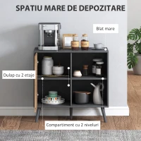 HOMCOM Comodă Modernă cu Dulap și Compartiment din Lemn Gri Închis(m-4)