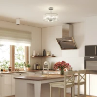 HOMCOM Crystal Ceiling Light Fixture, Semi Flush Mount Modern Crystal Chandelier Ceiling Light for Living Room, Bedroom, Hallway, Dining Room, E14 Base 3-Lights, Bulbs Not Included, Silver Tone(m-8)