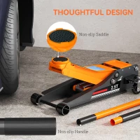 HOMCOM 2.5 Ton Hydraulic Low-Profile Floor Jack, with 7.5-47cm Lifting Range, Wheels, Orange(m-8)