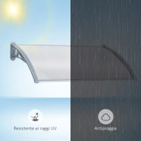 Outsunny Pensilina da Esterno 140x70x21 cm in Plastica e Alluminio per Balconi, Porte e Finestre, Grigio(m-7)