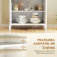 HOMCOM Aparador Sala de Estar Moderno com Gaveta Prateleira Ajustável e Puxadores em PU 80x40x90 cm Branco e Madeira(m-5)
