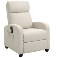 HOMCOM Sillón de Masaje Reclinable con Mando a Distancia Bolsillo Lateral y Temporizador Tapizado en PU 68x88x98 cm Crema