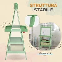 AIYAPLAY Lavagna per Bambini con Cavalletto 3 in 1, Rotolo di Carta e 2 Contenitori, in Legno, 59x48x118 cm, Verde(m-7)