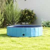 PawHut Piscina para Perros Grandes Plegable con Aspersor de PVC Antideslizante Resistente al Desgaste Ø120x30 cm Azul Claro(m-3)